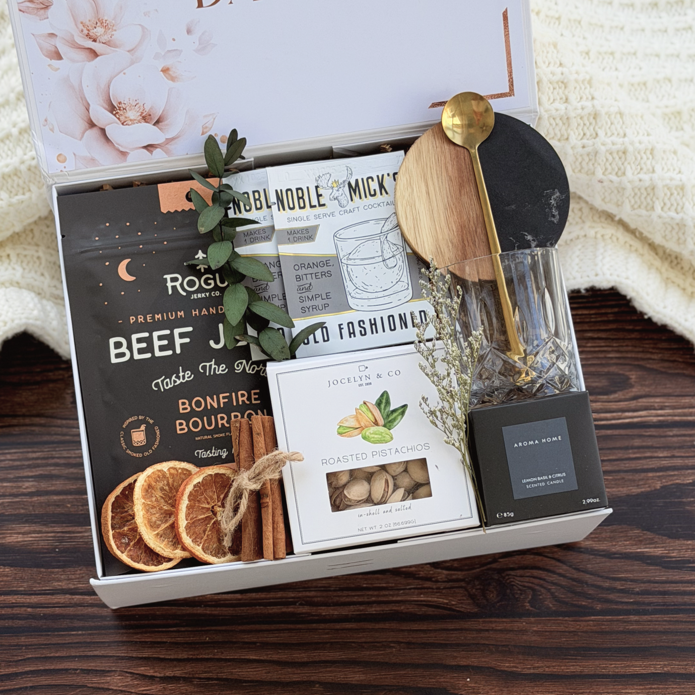 Whiskey & Jerky Toast Box — front view