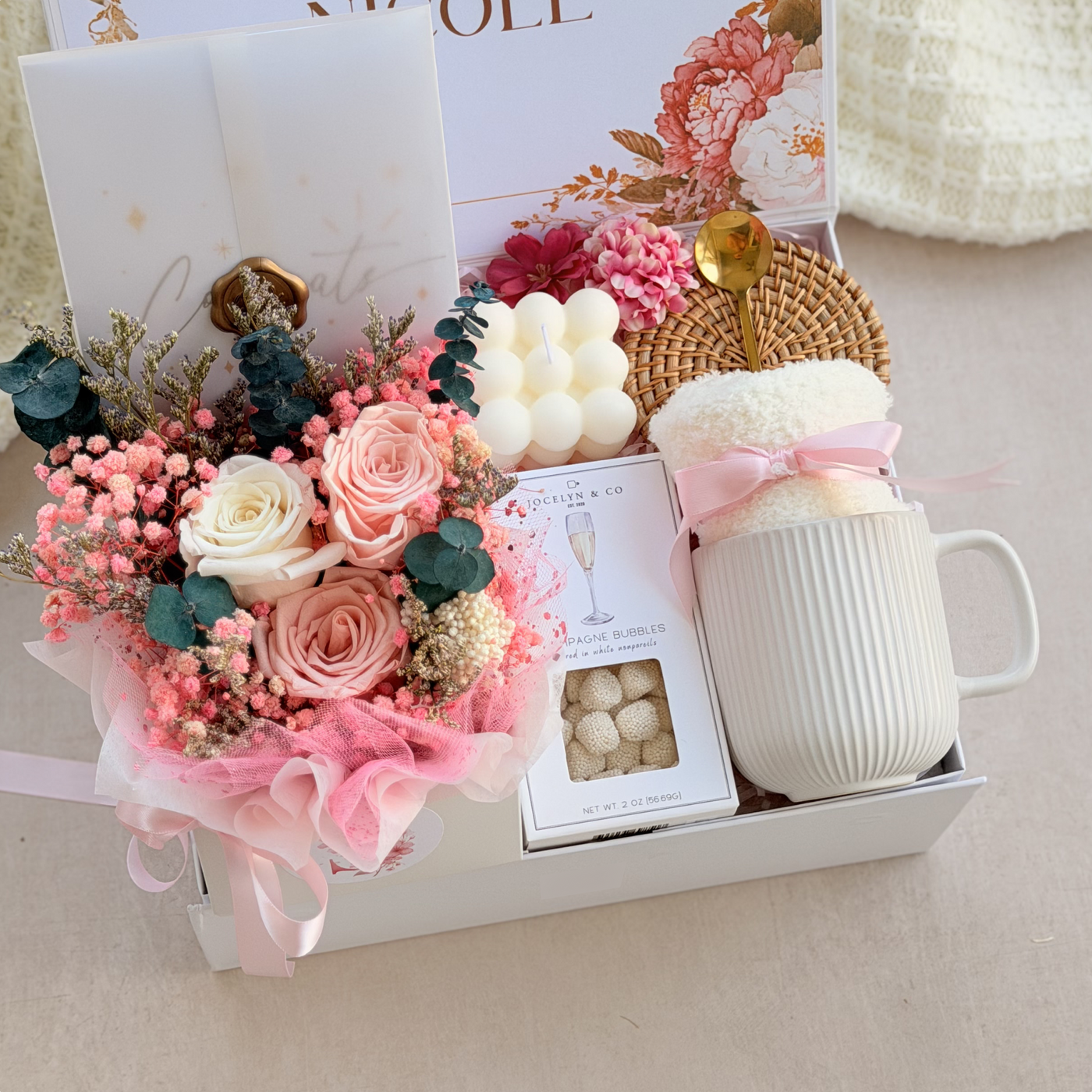 Champagne Bubbles Keepsake Box — front view