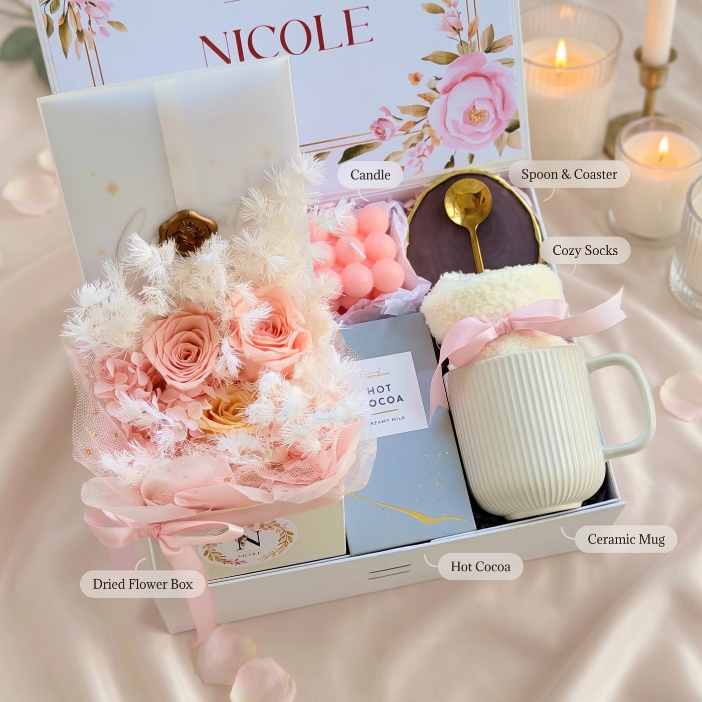 Dried Petal Mug & Cocoa Set — inside view