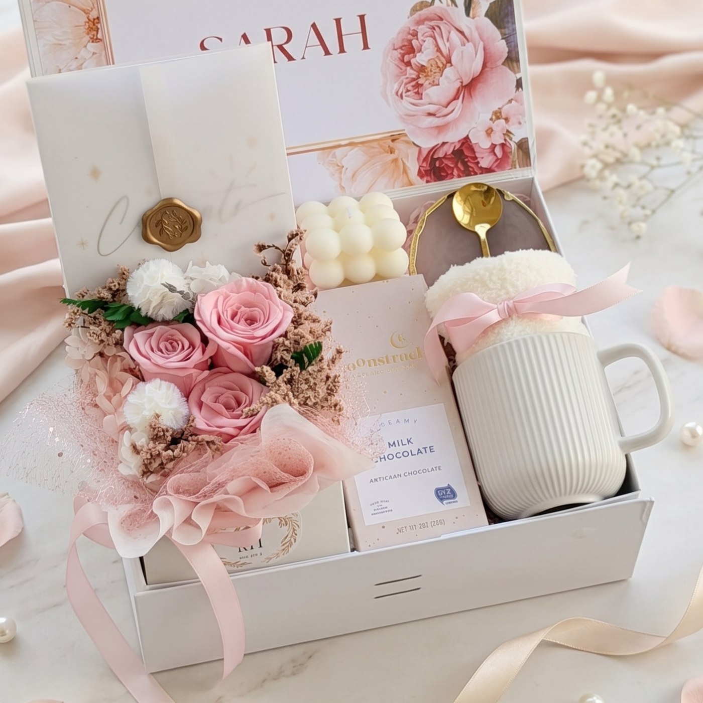 Dried Bloom & Spoon Cocoa Box — front view
