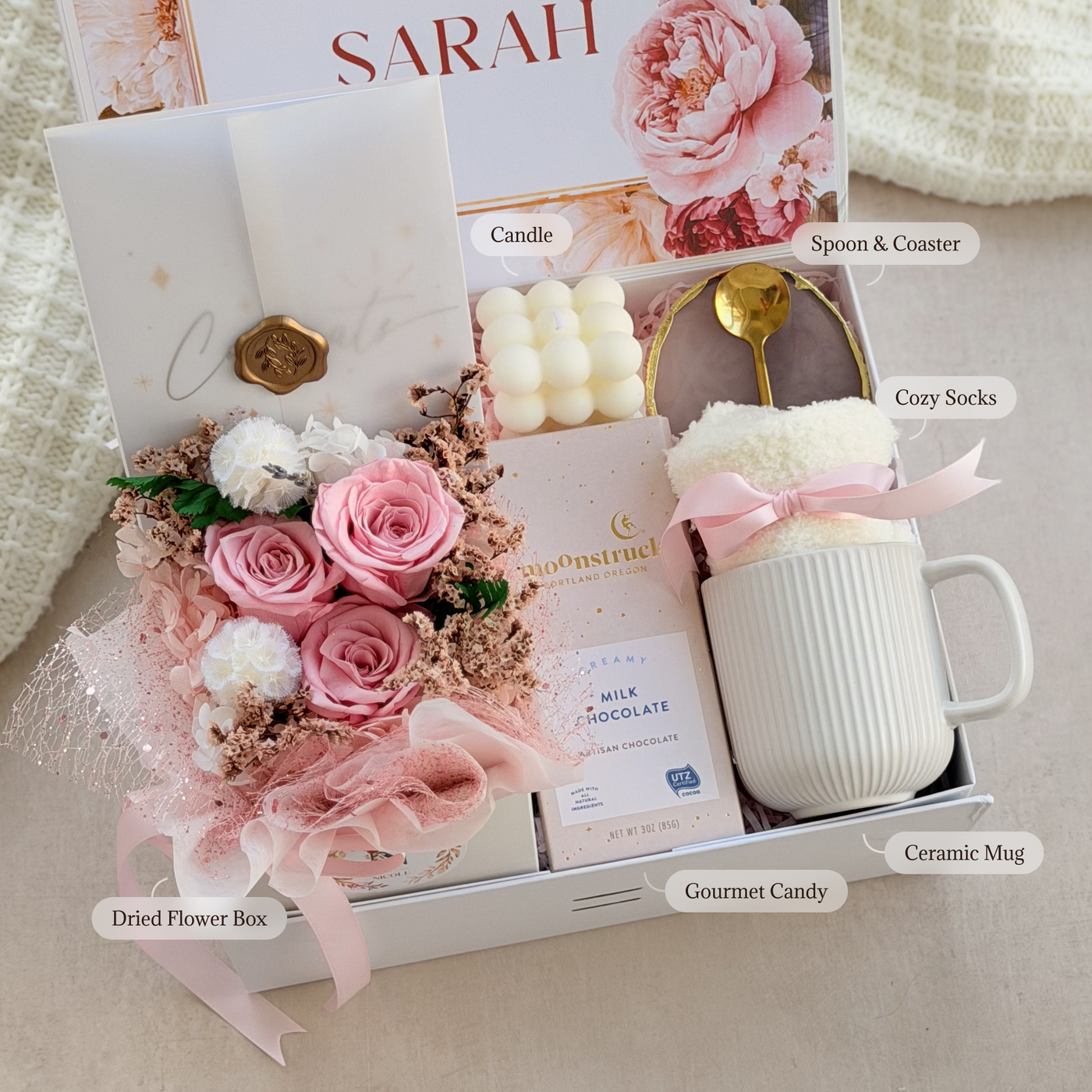 Dried Bloom & Spoon Cocoa Box — inside view