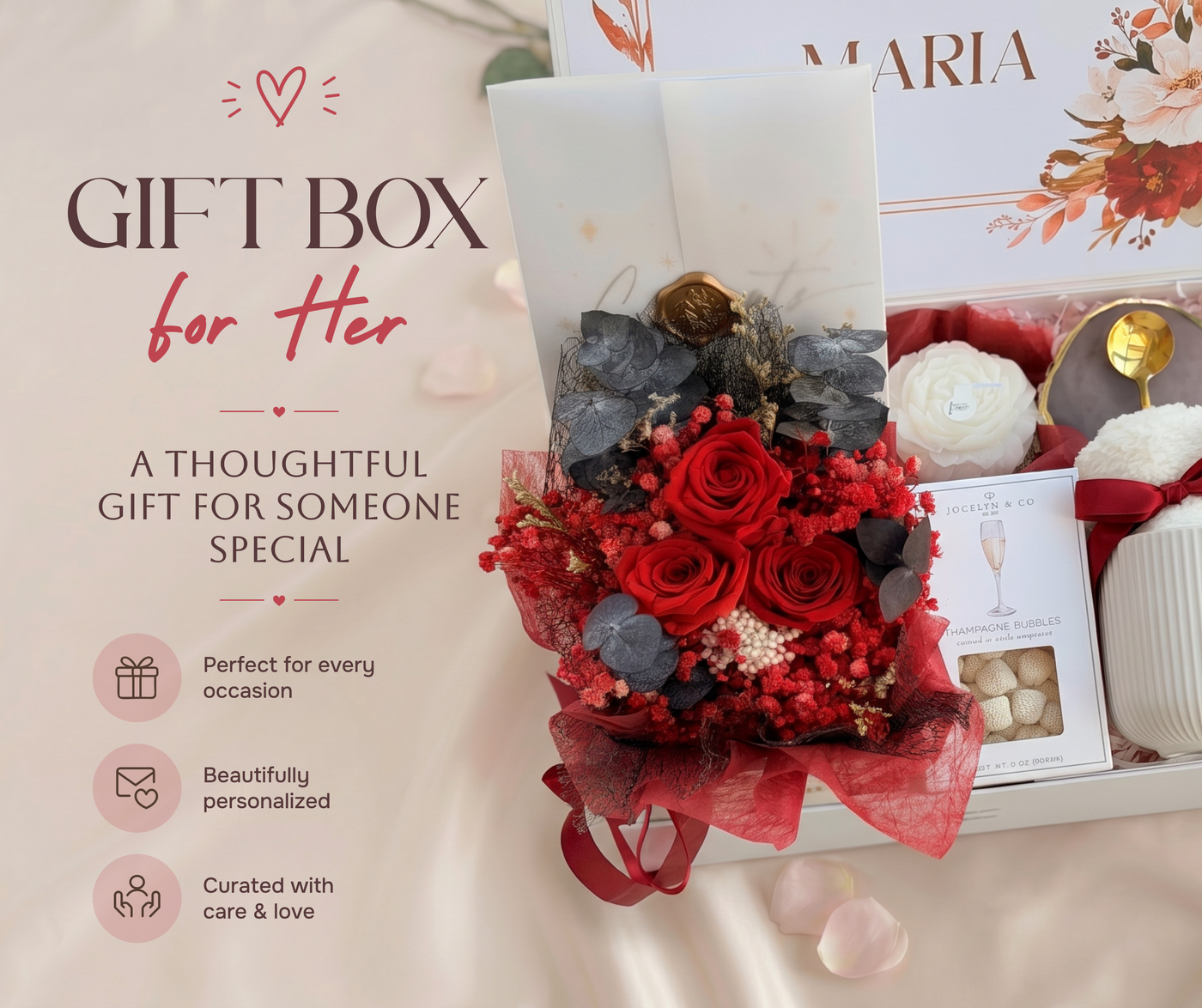 Dried Bloom & Bubbles Comfort Box — close-up detail 3