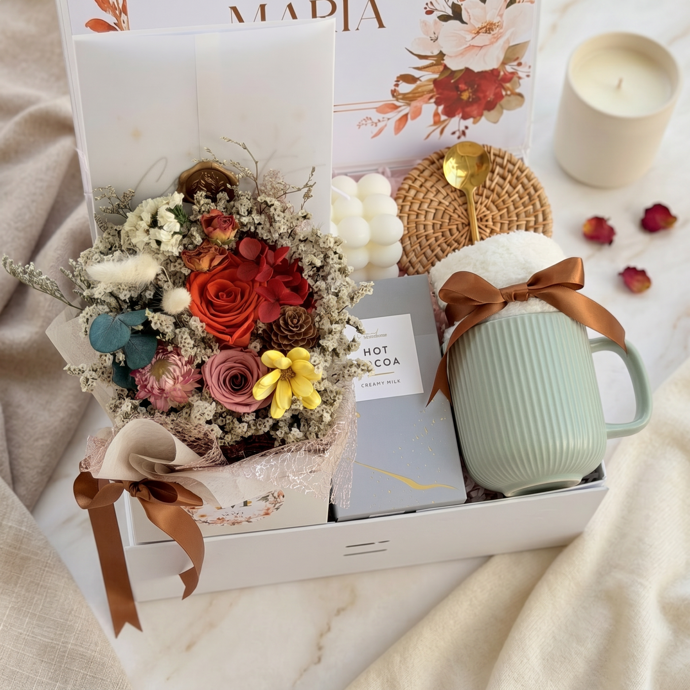 Dried Petal Cocoa Hearth Box — front view
