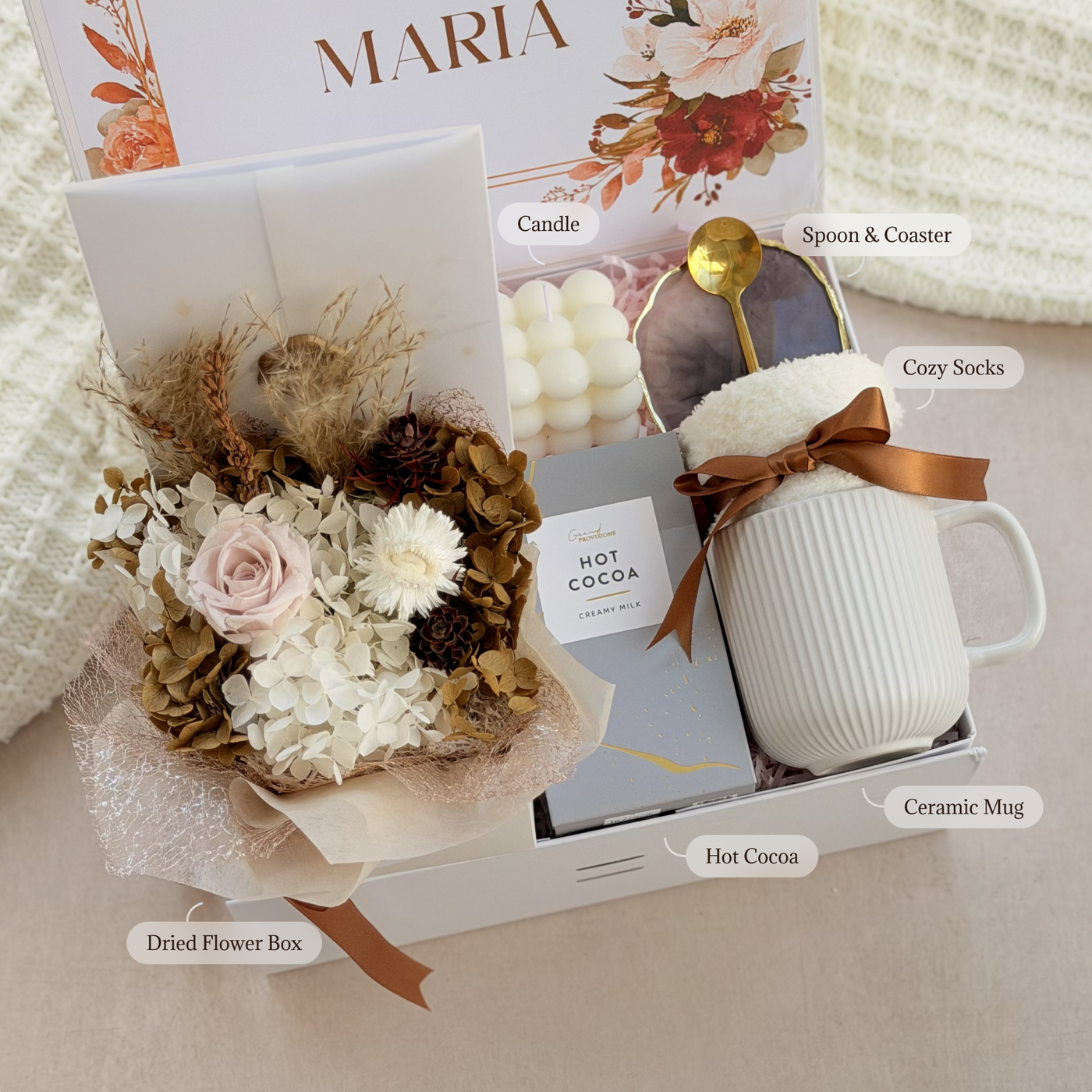 Gentle Thoughts Flower Box — inside view