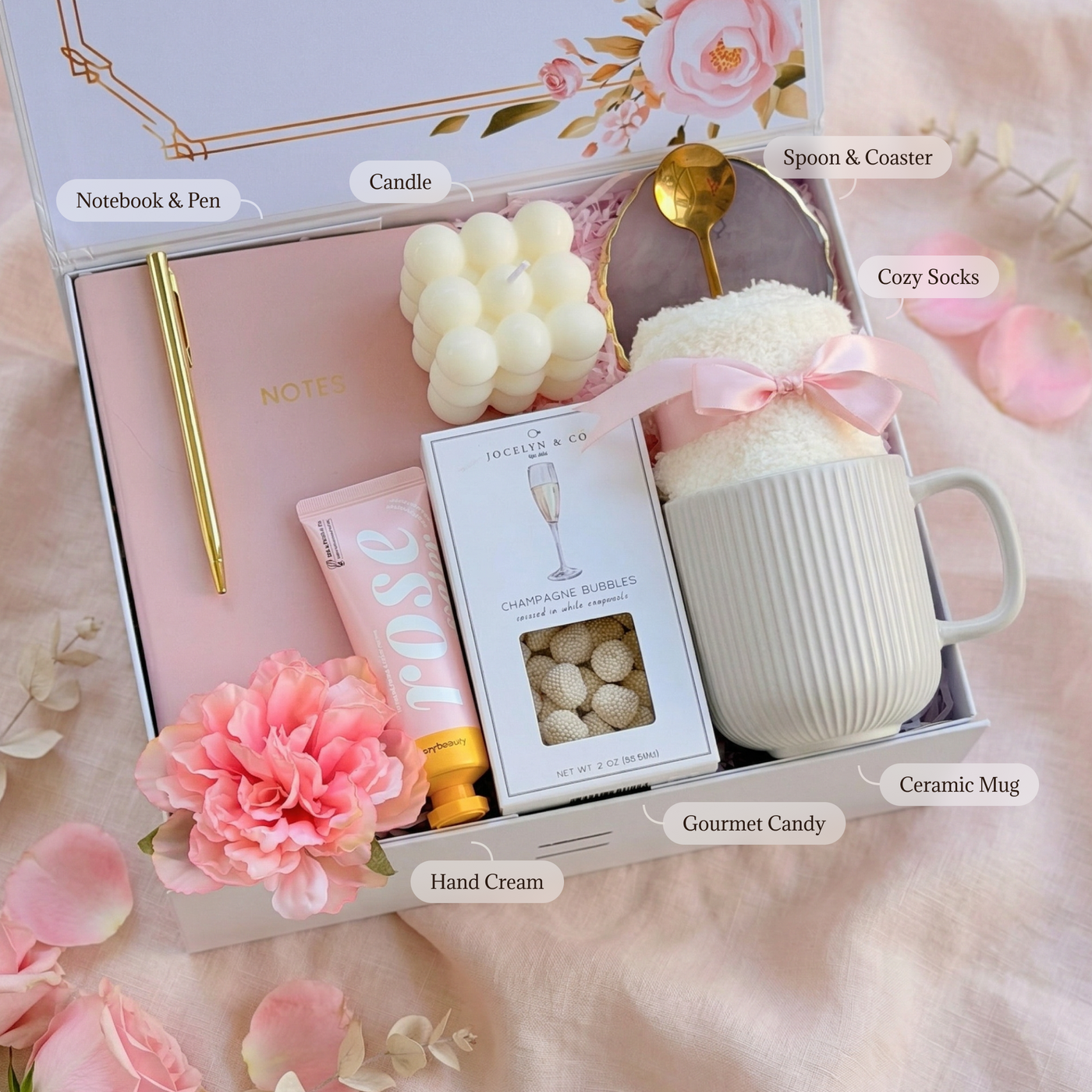 Champagne Bubbles Sweetheart Set — inside view