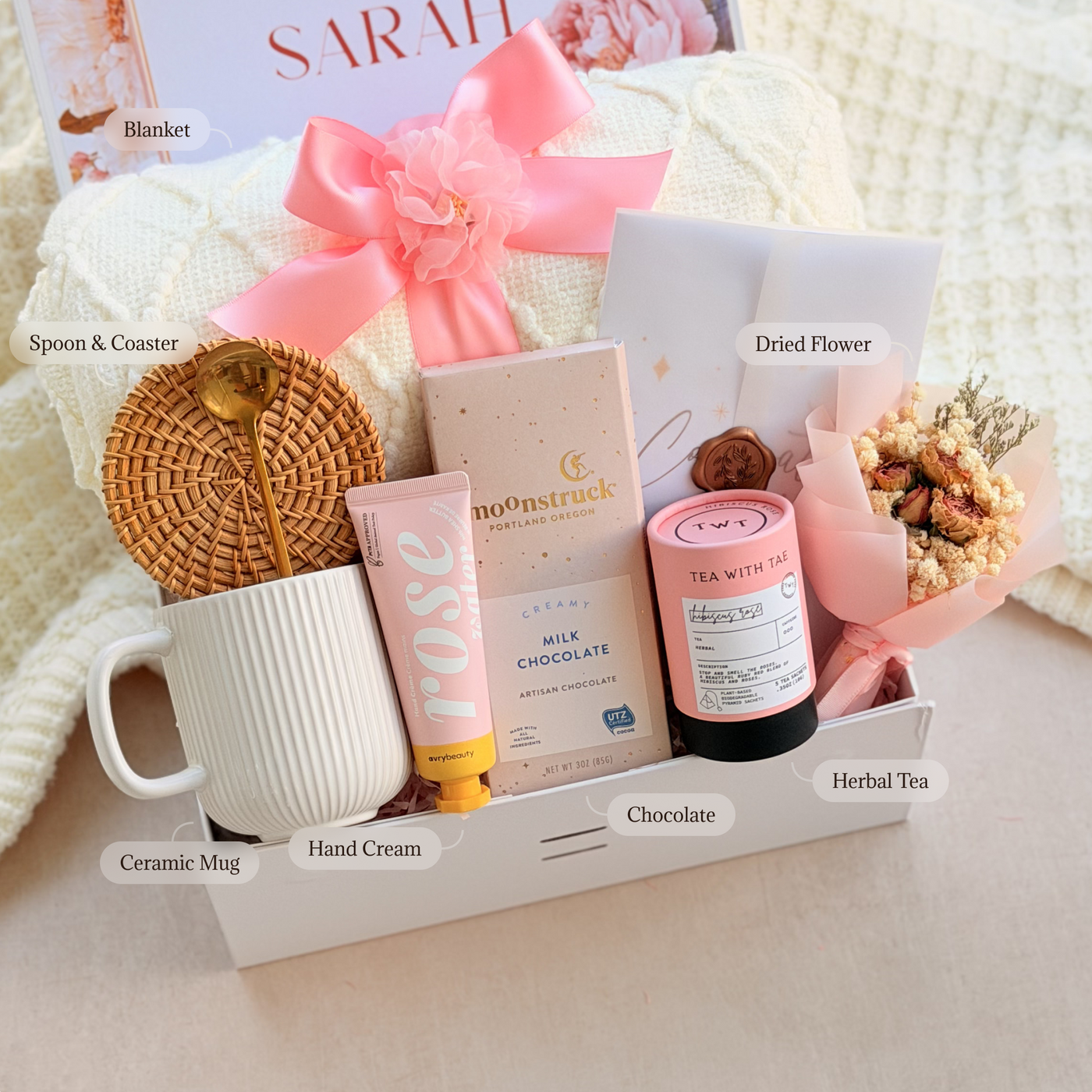 Blanket & Blooms Care Box — inside view