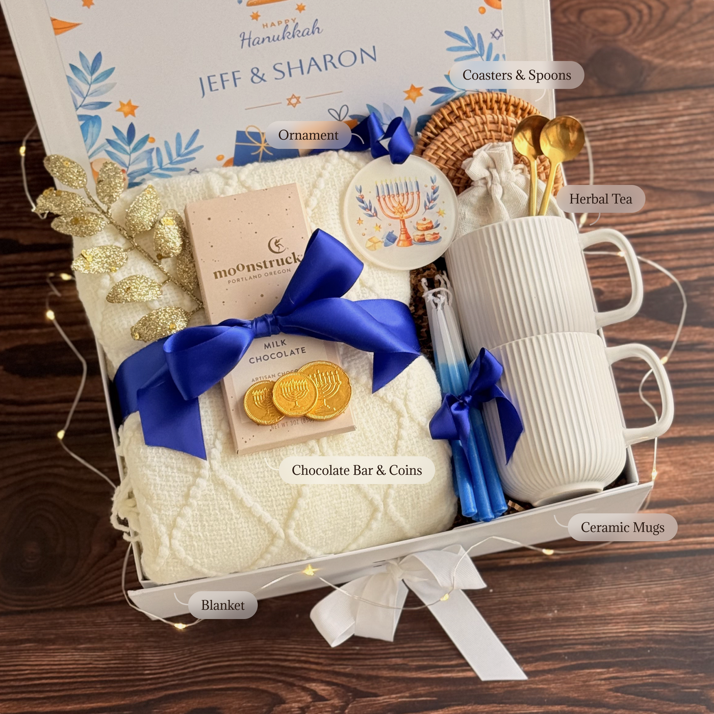 Hanukkah Candlelight Mug Duo Box — inside view