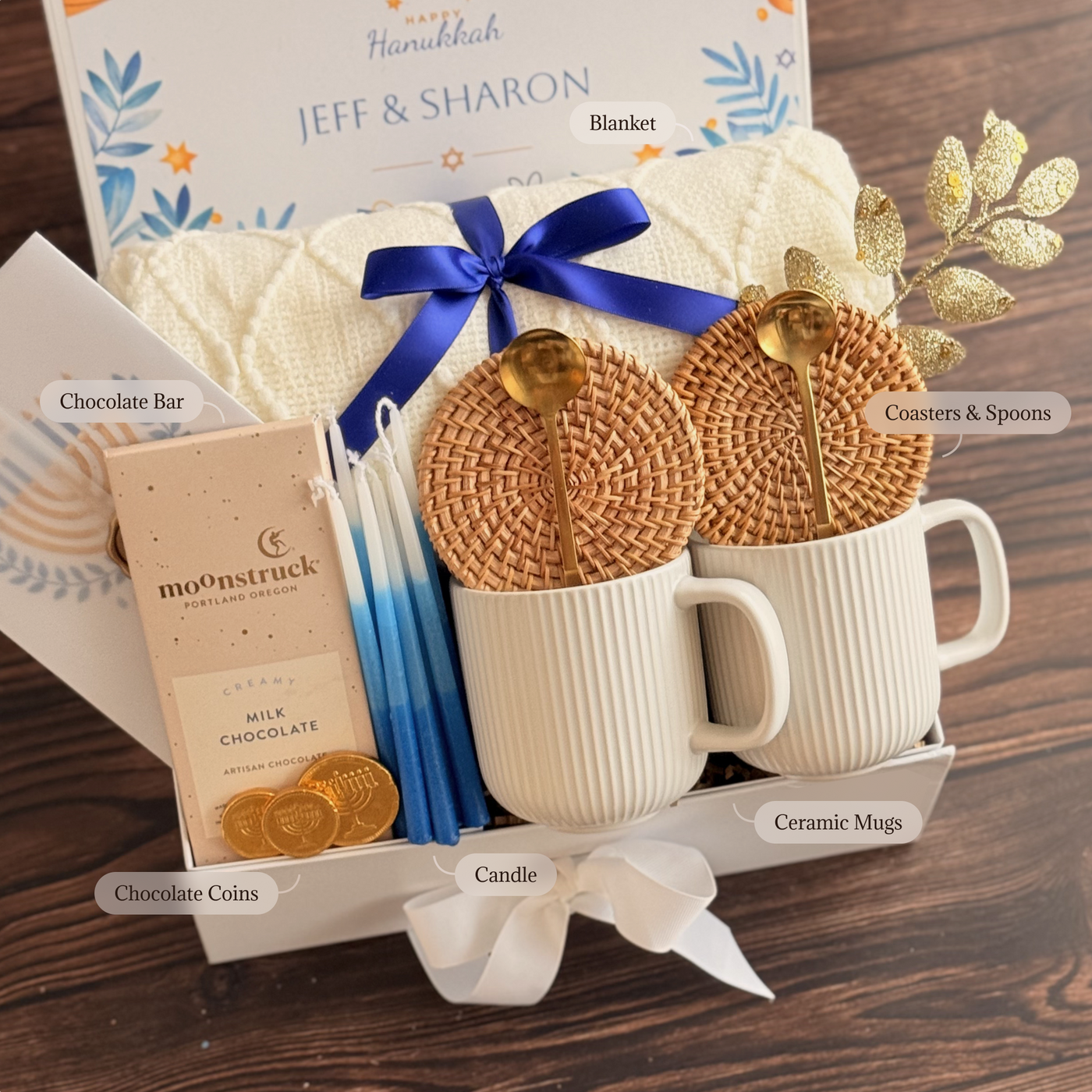 Hanukkah Coins & Candles Duo Box — inside view