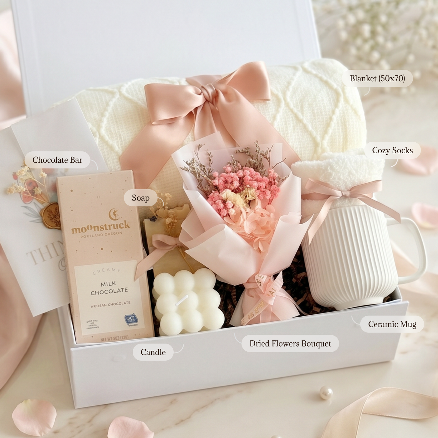 Sweetheart Blanket & Bloom Box — inside view
