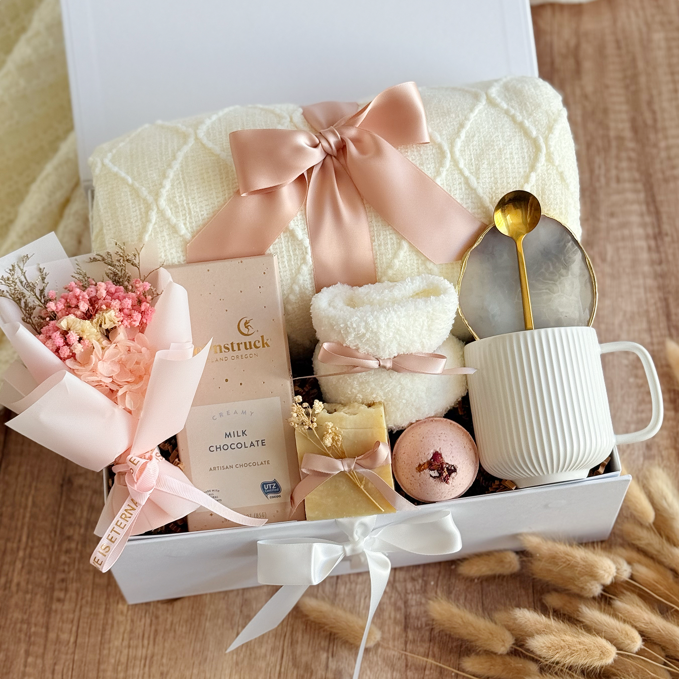 Soak, Sip & Snuggle Box — front view