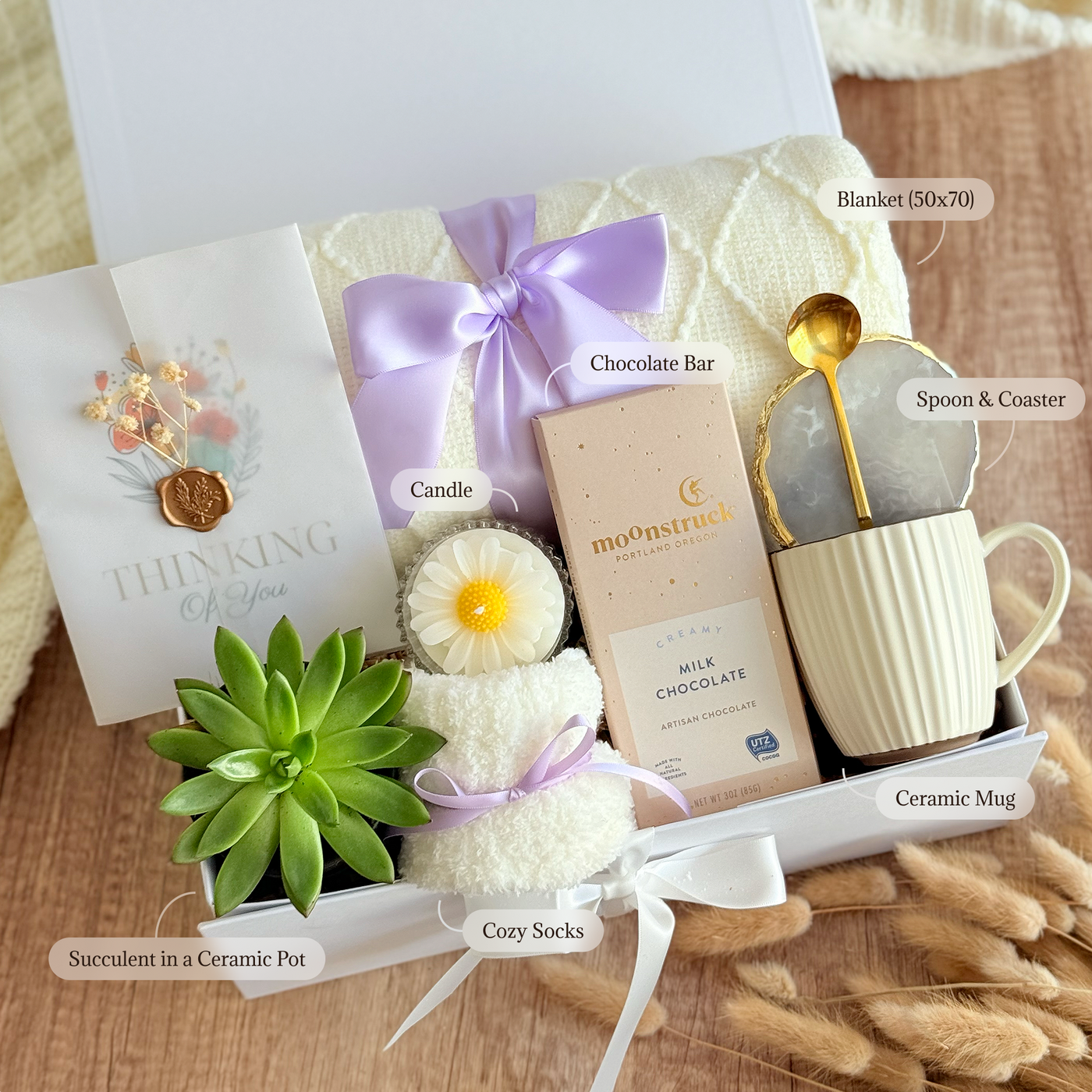 Succulent & Socks Comfort Box — inside view