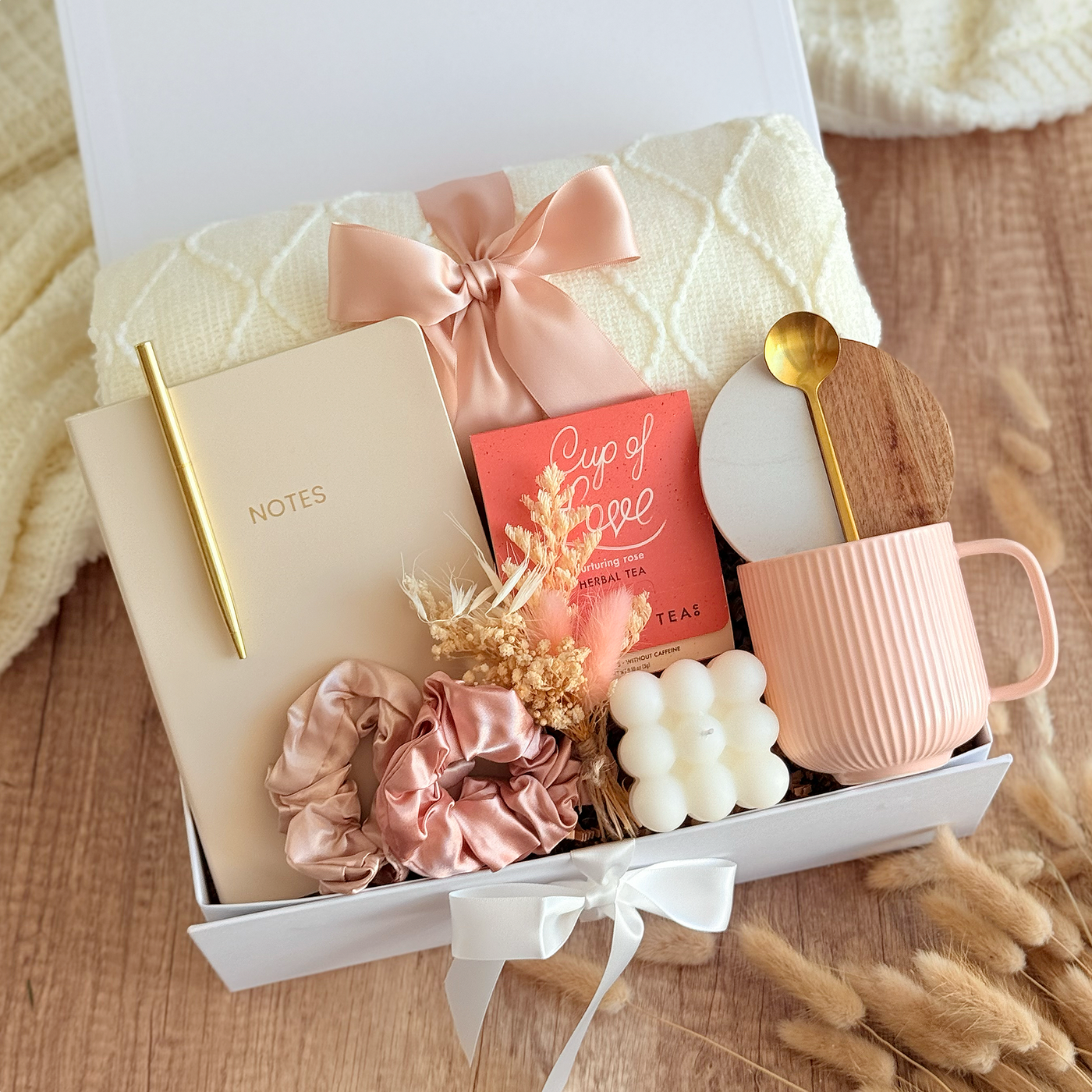 Herbal Tea & Blanket Haven Box — front view