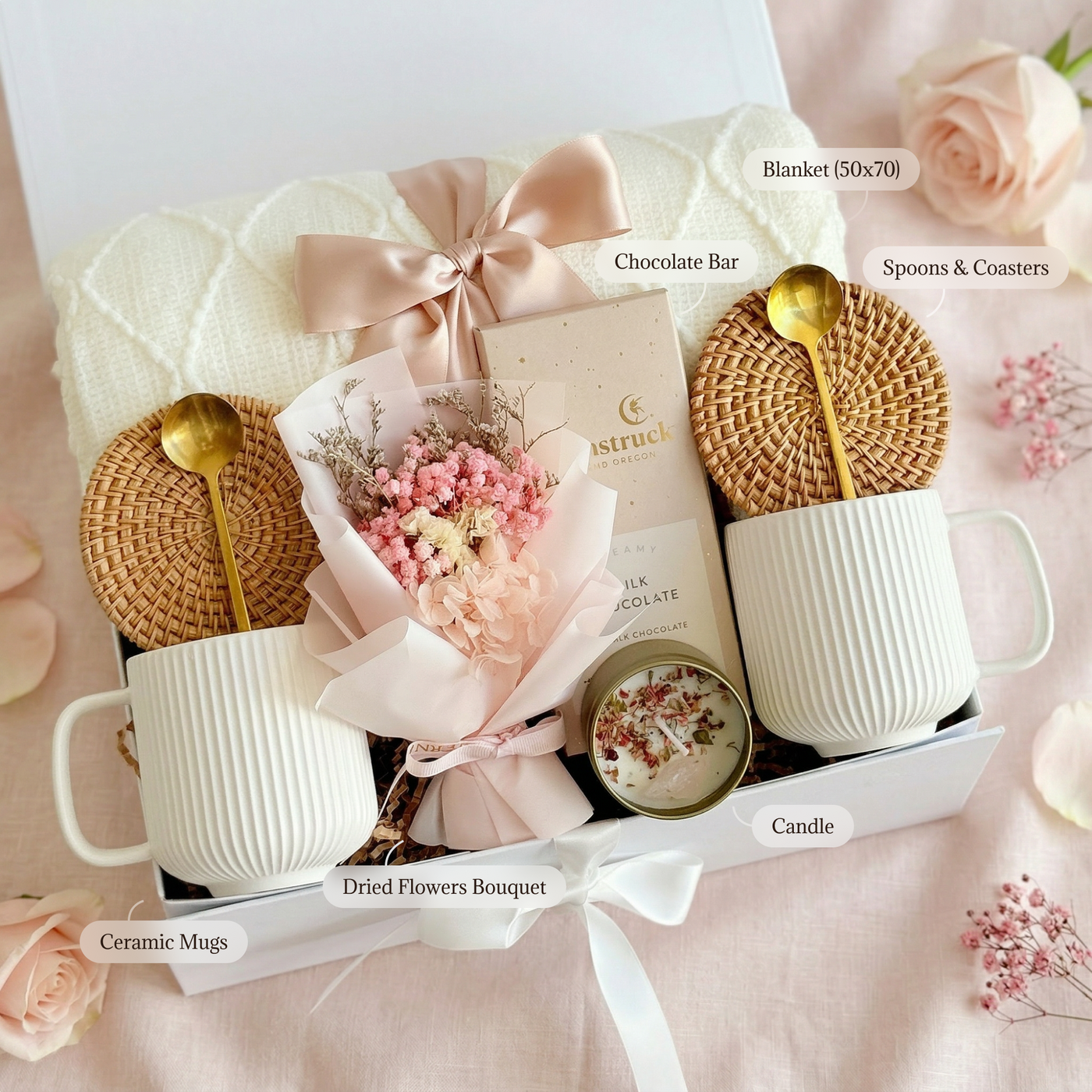 Two Mugs & Bouquet Box — inside view