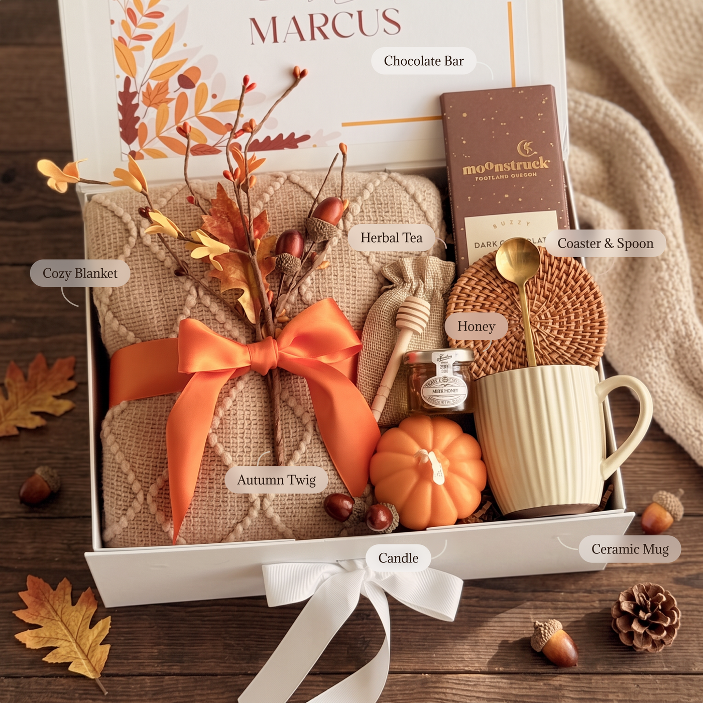 Autumn Twig & Honey Comfort Box — inside view