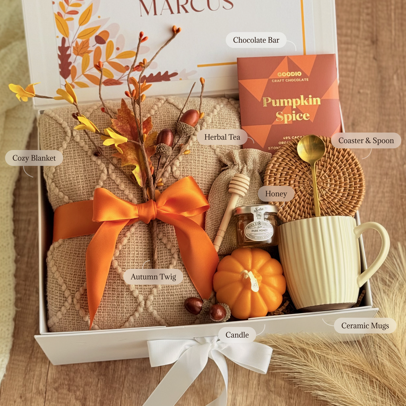 Honey & Herbal Tea Comfort Box — inside view