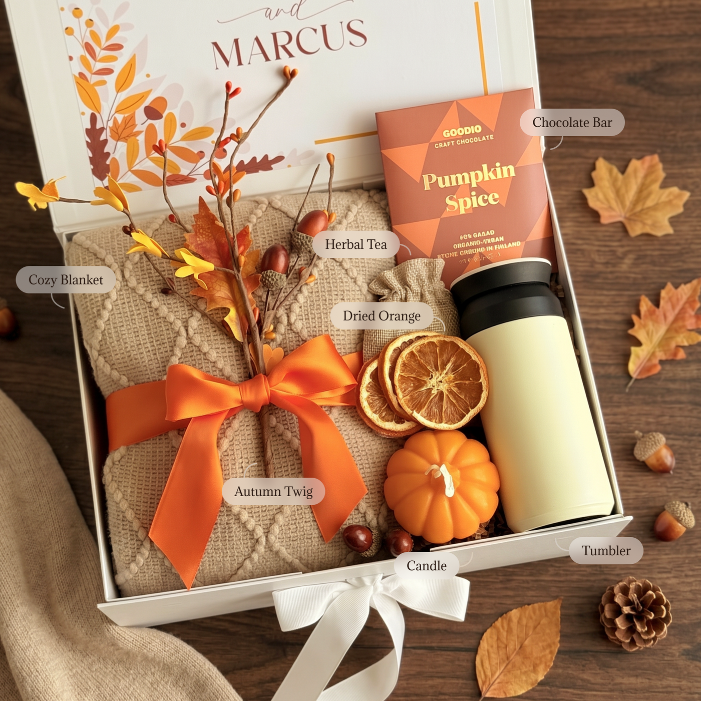 Orange Spice Tea & Blanket Box — inside view