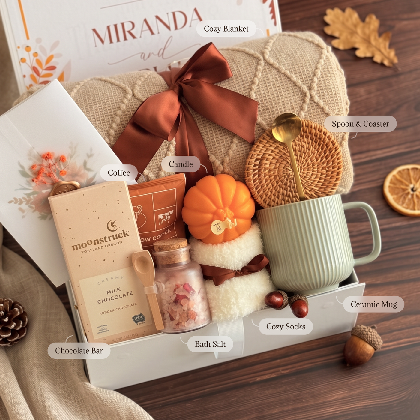 Chocolate Bar & Bath Salt Retreat Box — inside view