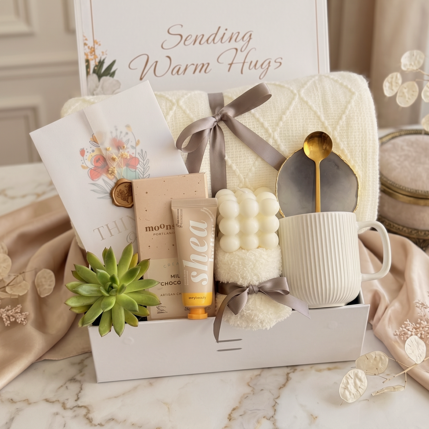 Succulent & Soft Blanket Box — front view