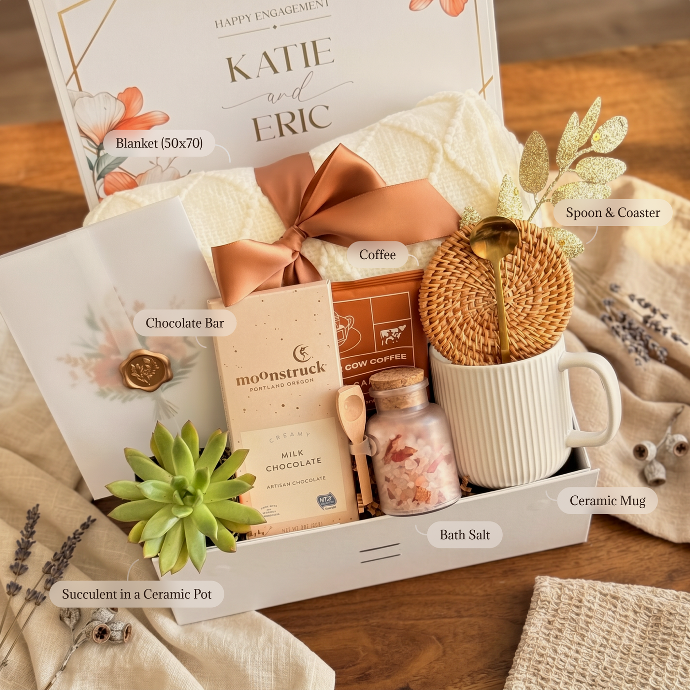 Succulent & Bath Salt Retreat Box — inside view