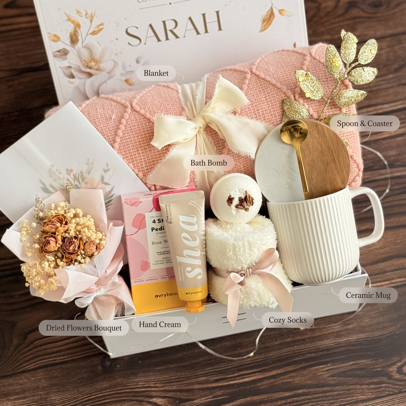 Bath Bomb & Blanket Retreat Box — inside view