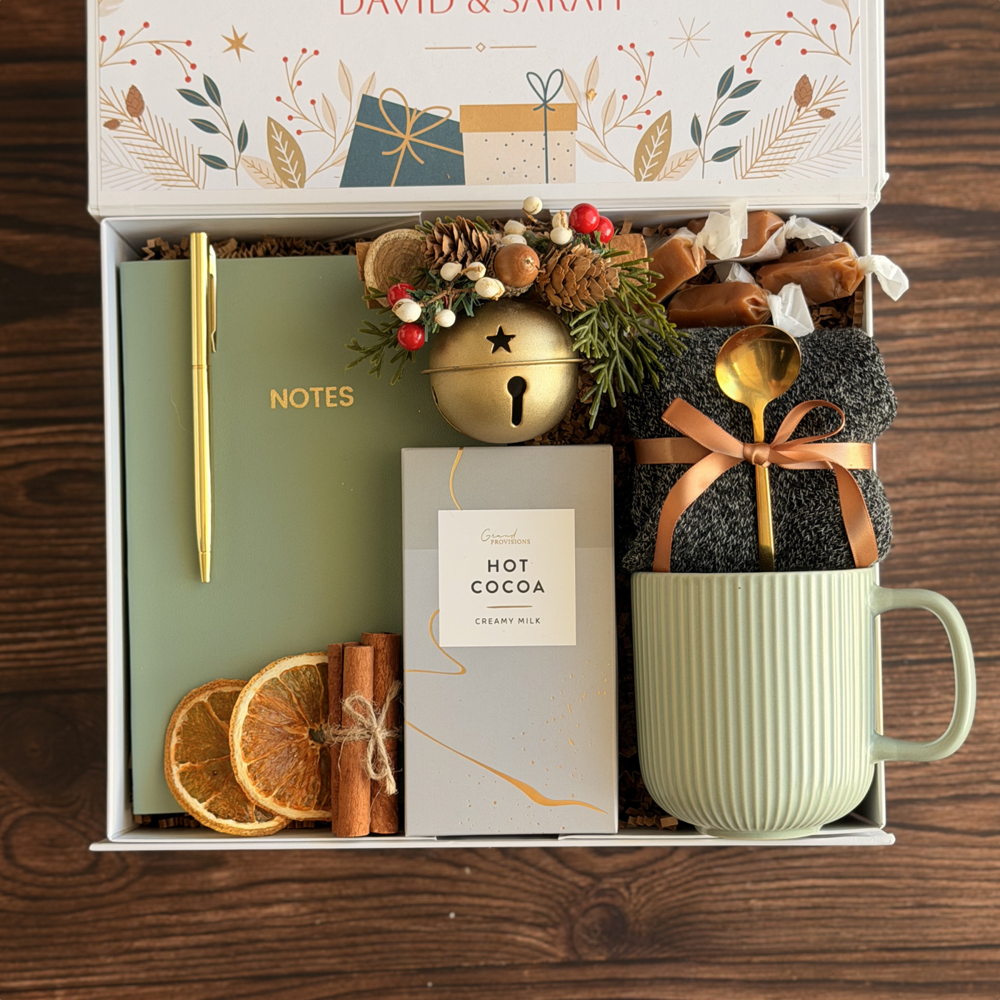 Jingle Journal Cocoa Box — front view